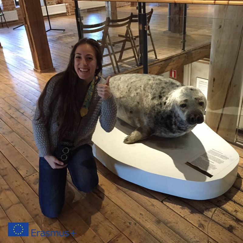 Student with a seal